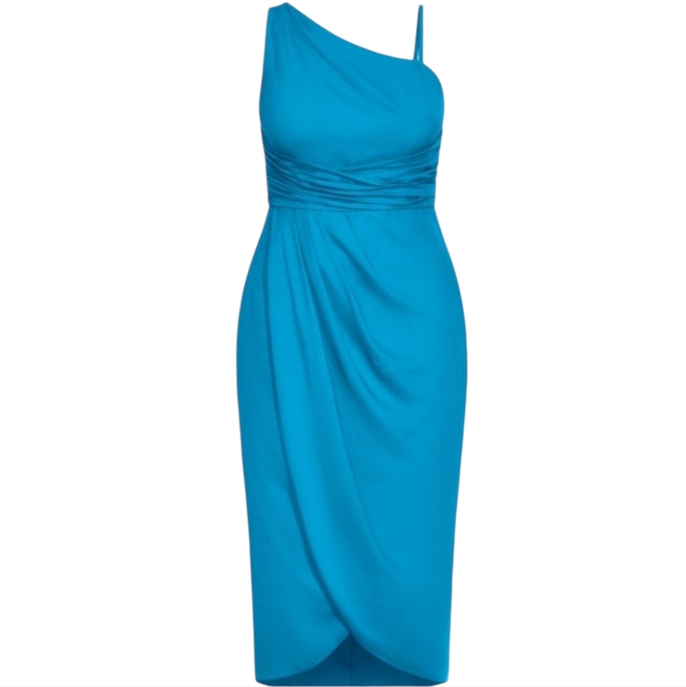 City Chic True Love Dress in Peacock Blue One Shoulder Women's Size 14